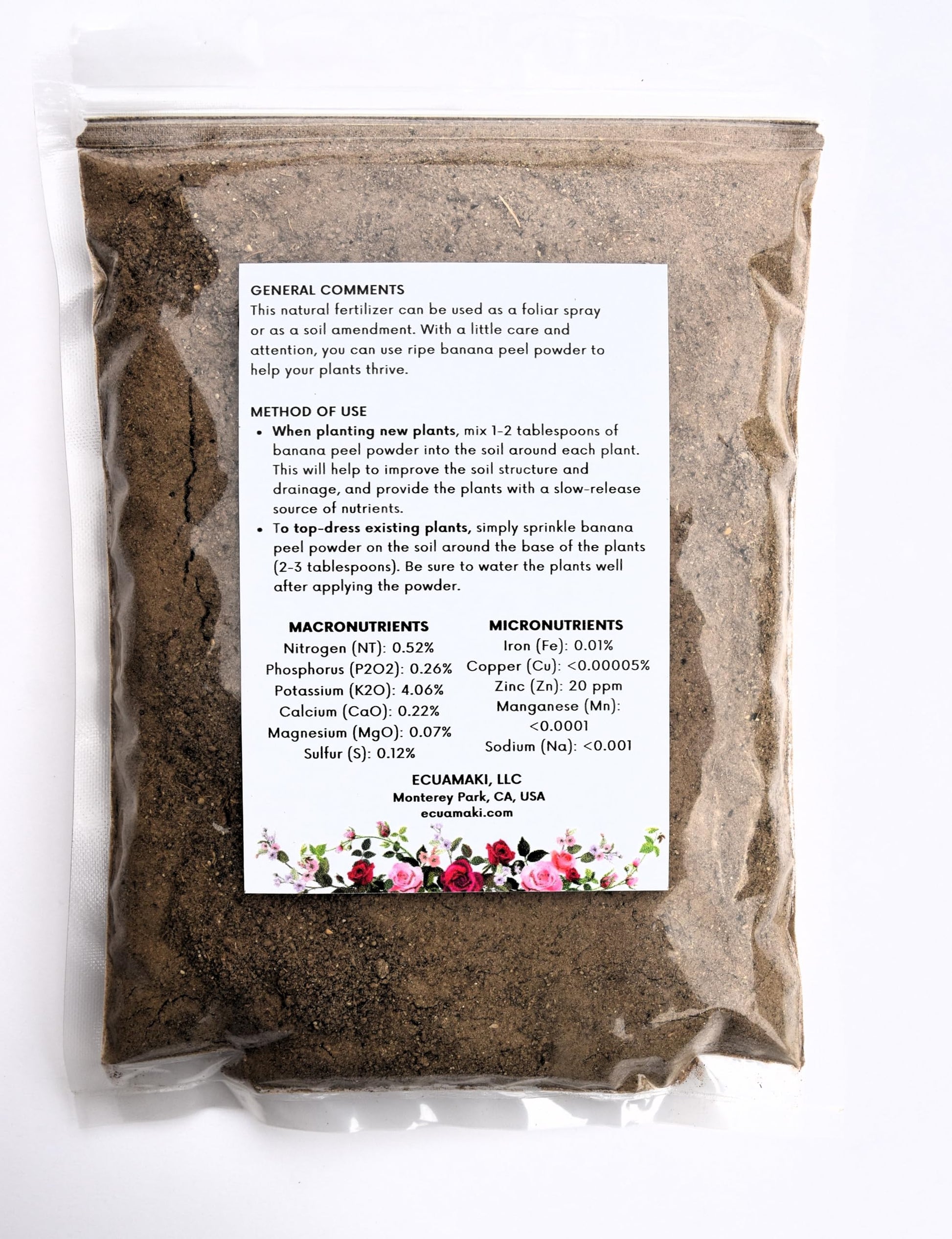 Fertilizante en polvo de cáscara de plátano (500 g)