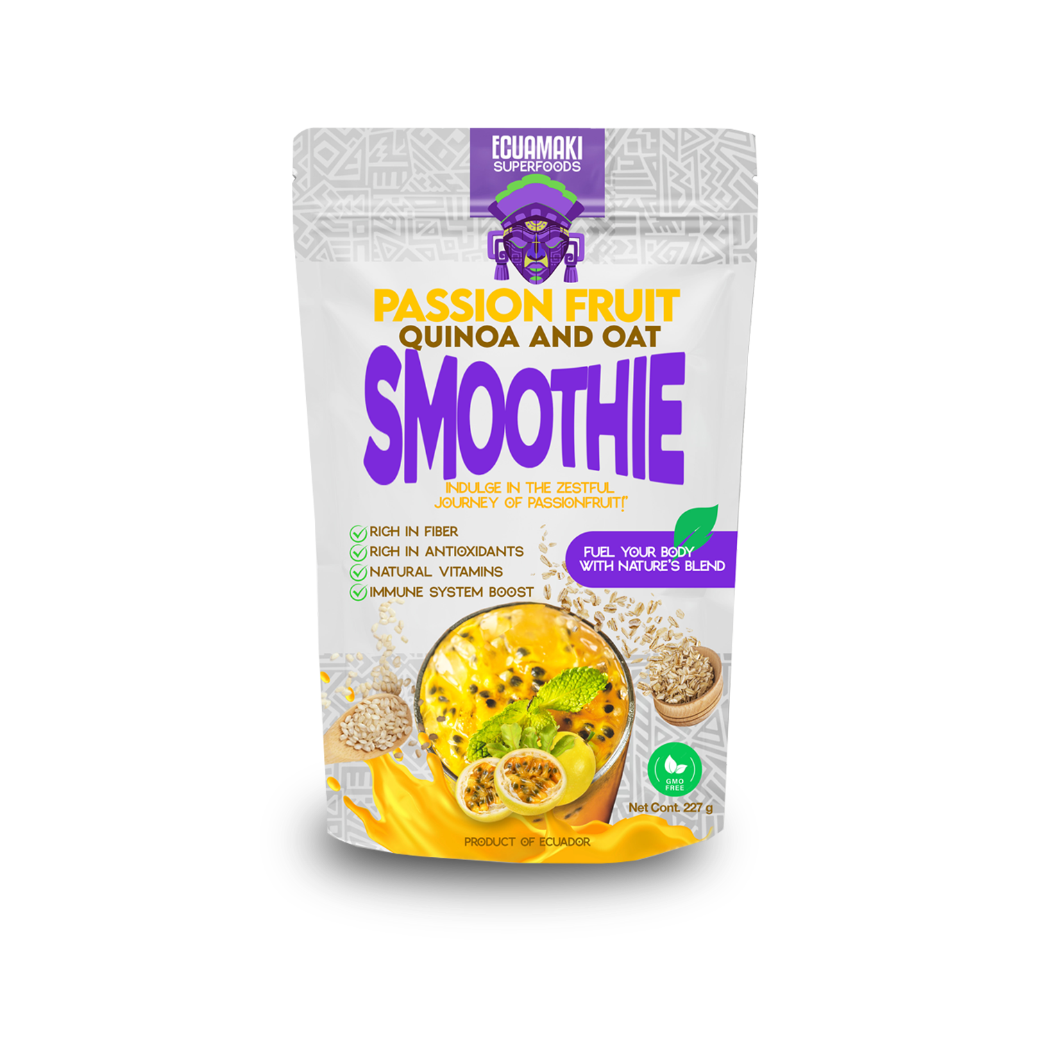 Batido de quinoa y avena con maracuyá